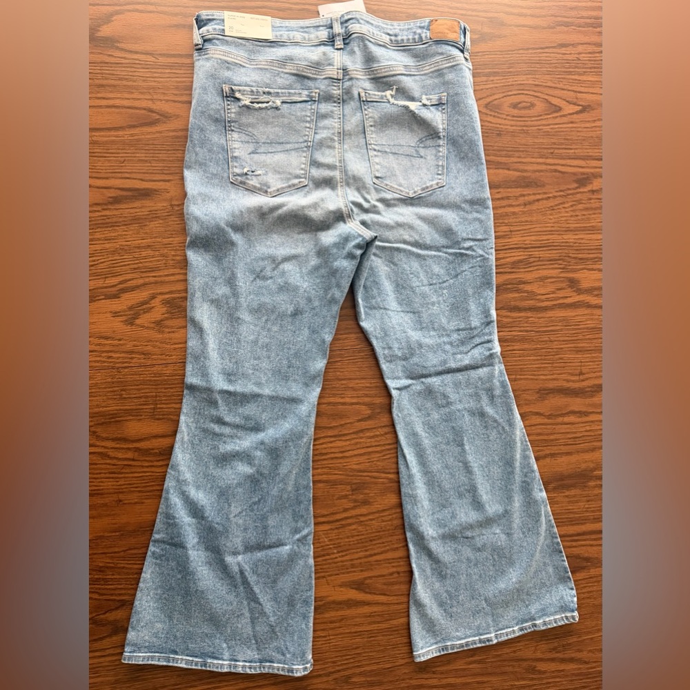American Eagle Outfitters Light Blue Distressed Flare Jeans - Picture 2 of 8